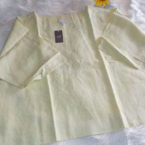 New J Jill Shirt SZ XL Yellow Citron Kimono Linen